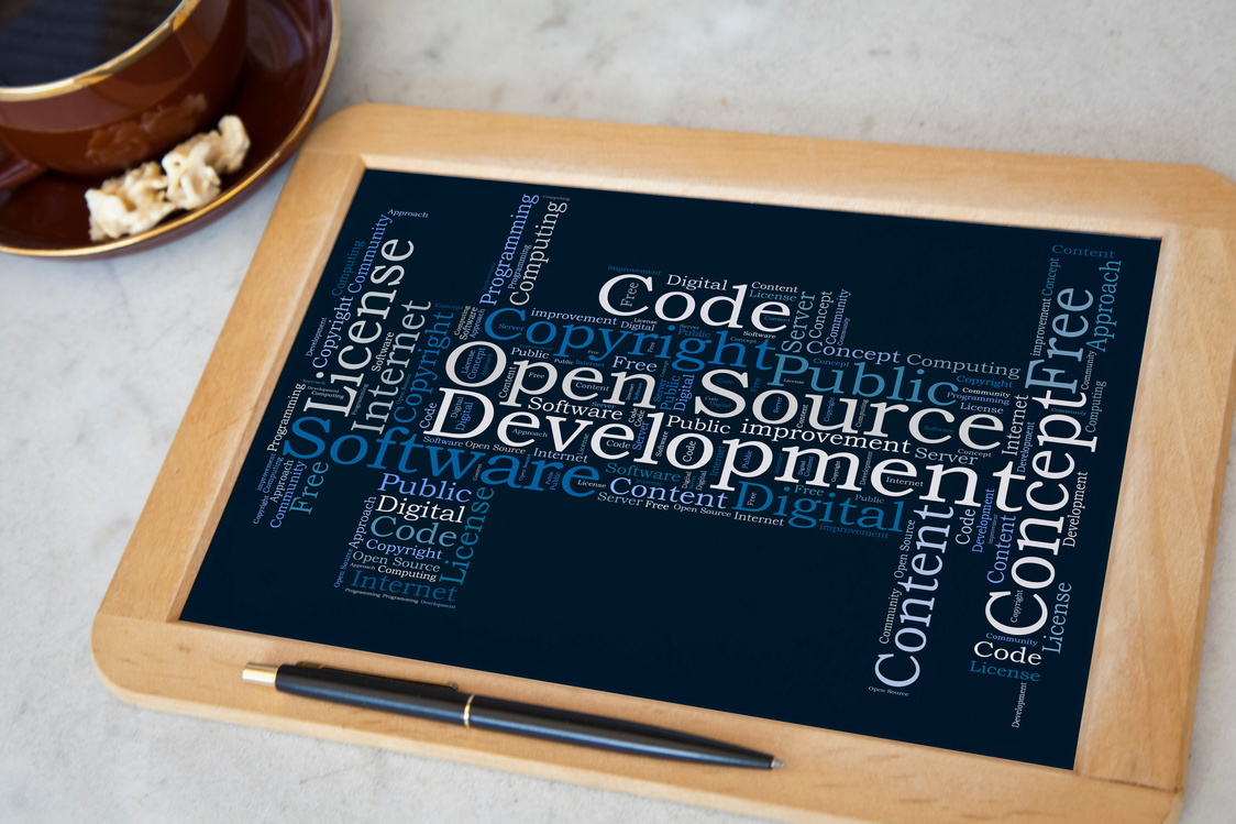 blackboard with open source word cloud